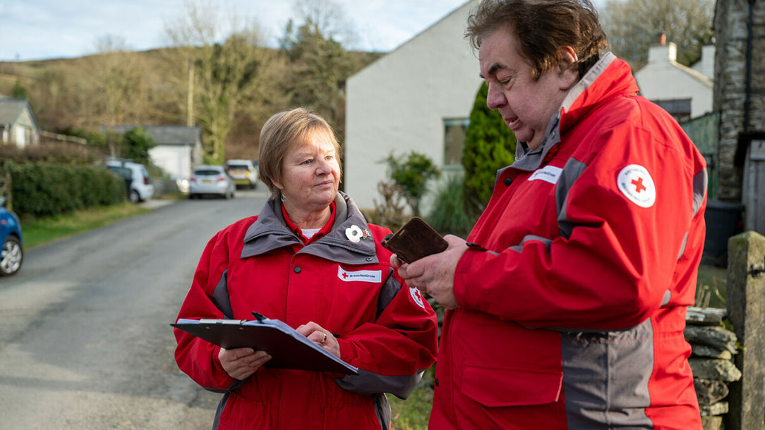 Red Cross staff and volunteers responding to storms in the UK