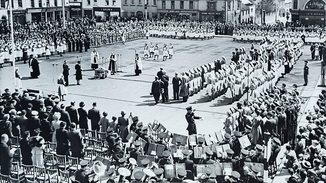 Presentation of Colours, by Mary, Princess Royal, Conway Square Newtownards 1952