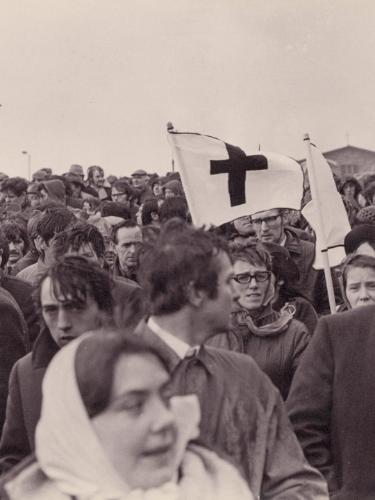 Red Cross marchers at Bloody Sunday funerals