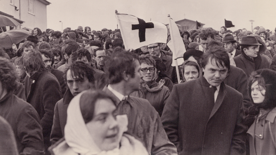 Red Cross marchers at Bloody Sunday funerals